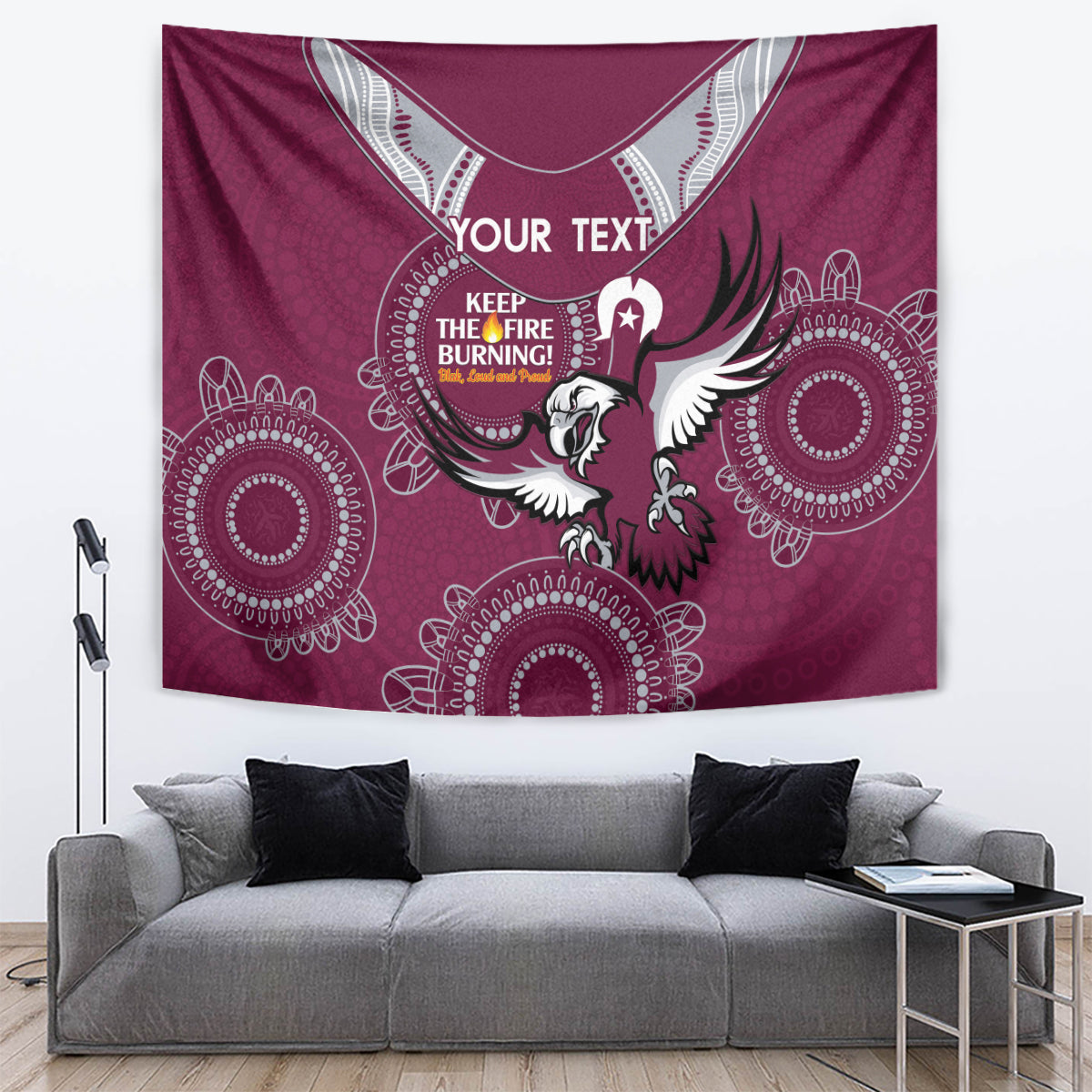 Custom NRL Sea Eagles NAIDOC Week Tapestry Keep The Fire Burning Indigenous Art