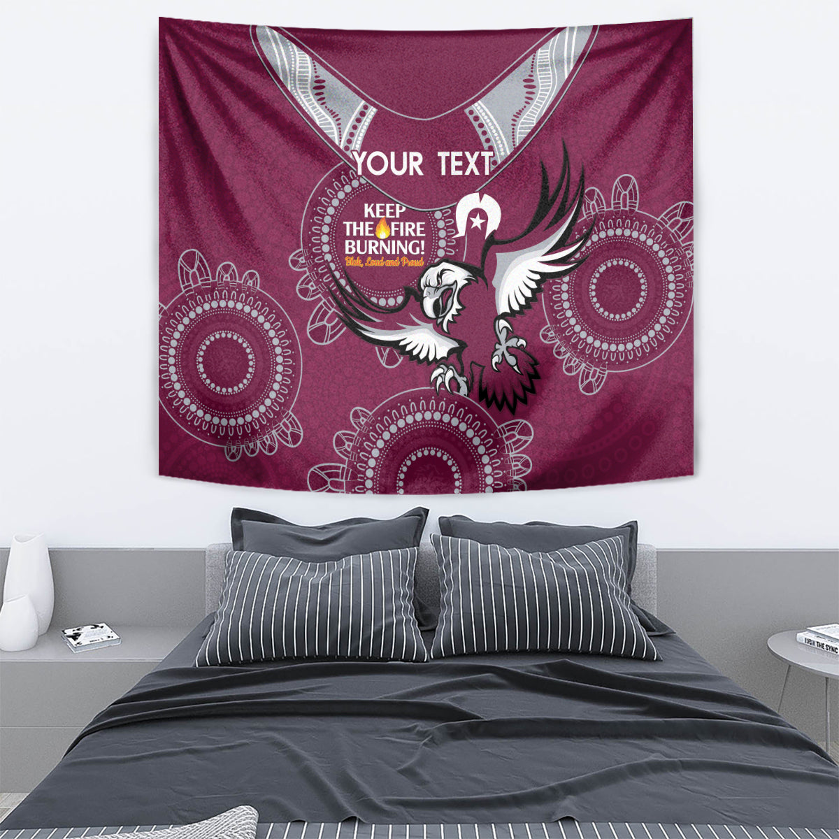 Custom NRL Sea Eagles NAIDOC Week Tapestry Keep The Fire Burning Indigenous Art