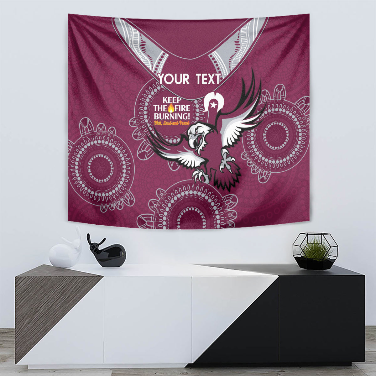 Custom NRL Sea Eagles NAIDOC Week Tapestry Keep The Fire Burning Indigenous Art
