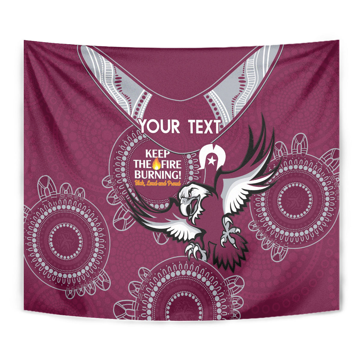 Custom NRL Sea Eagles NAIDOC Week Tapestry Keep The Fire Burning Indigenous Art