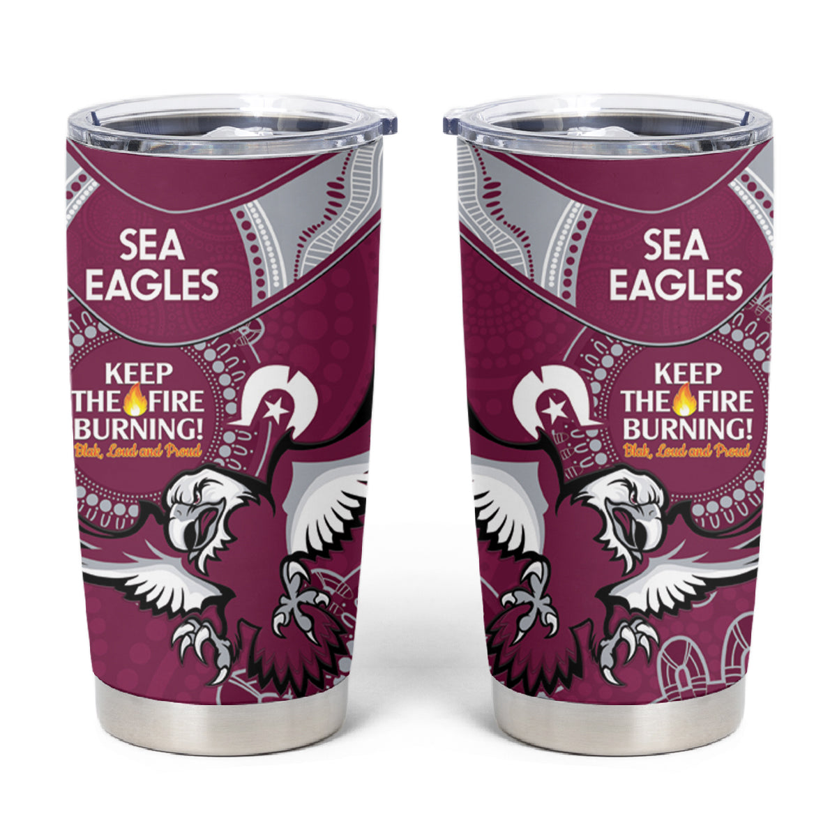 NRL Sea Eagles NAIDOC Week Tumbler Cup Keep The Fire Burning Indigenous Art
