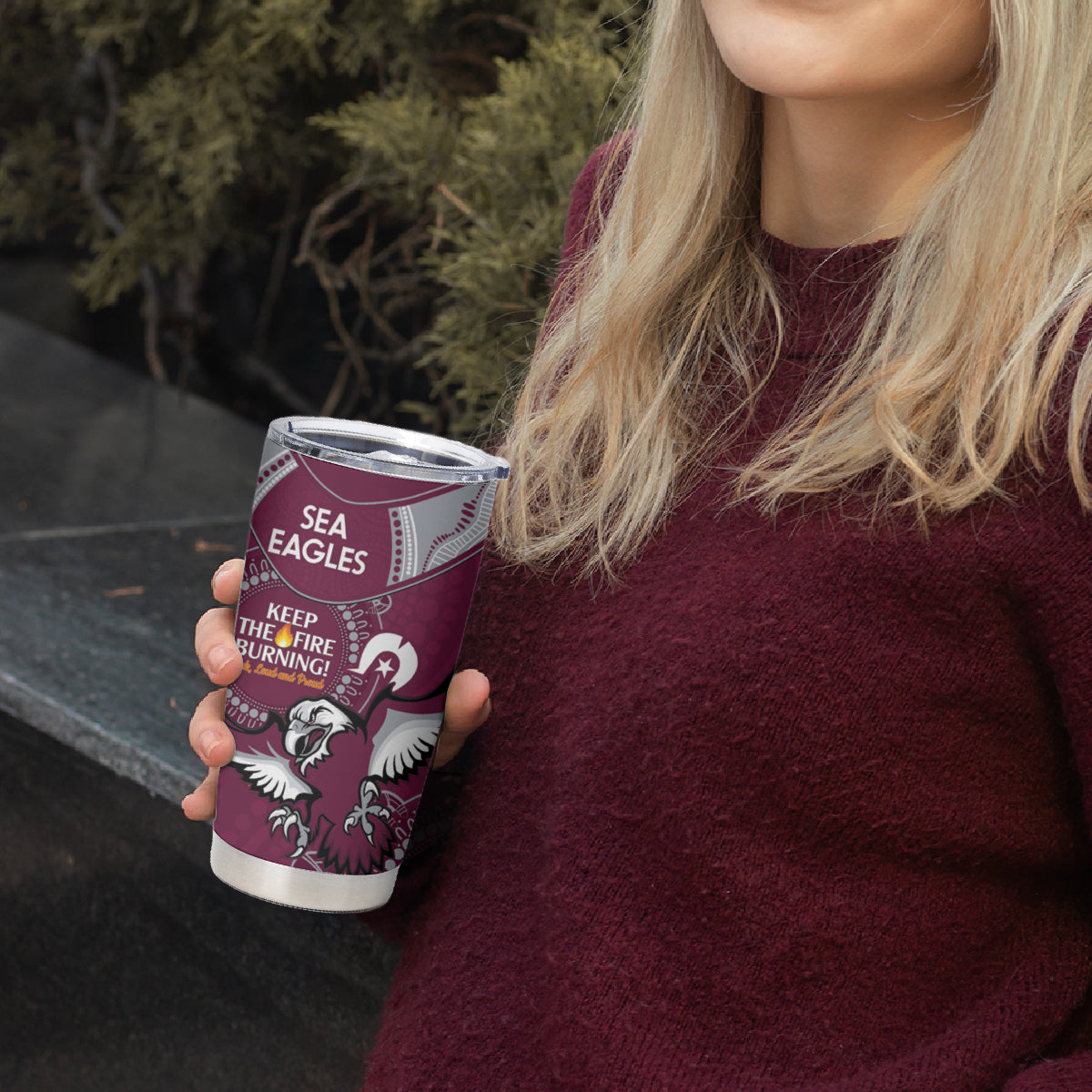 NRL Sea Eagles NAIDOC Week Tumbler Cup Keep The Fire Burning Indigenous Art