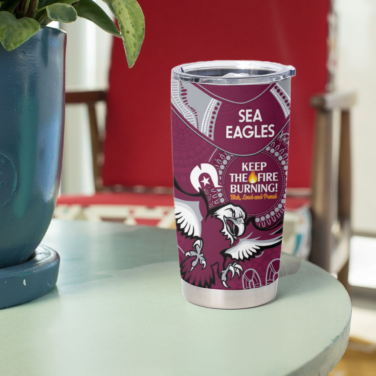 NRL Sea Eagles NAIDOC Week Tumbler Cup Keep The Fire Burning Indigenous Art