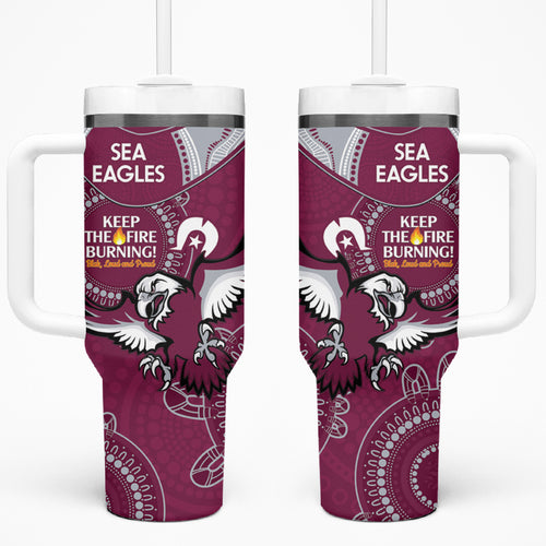 NRL Sea Eagles NAIDOC Week Tumbler With Handle Keep The Fire Burning Indigenous Art