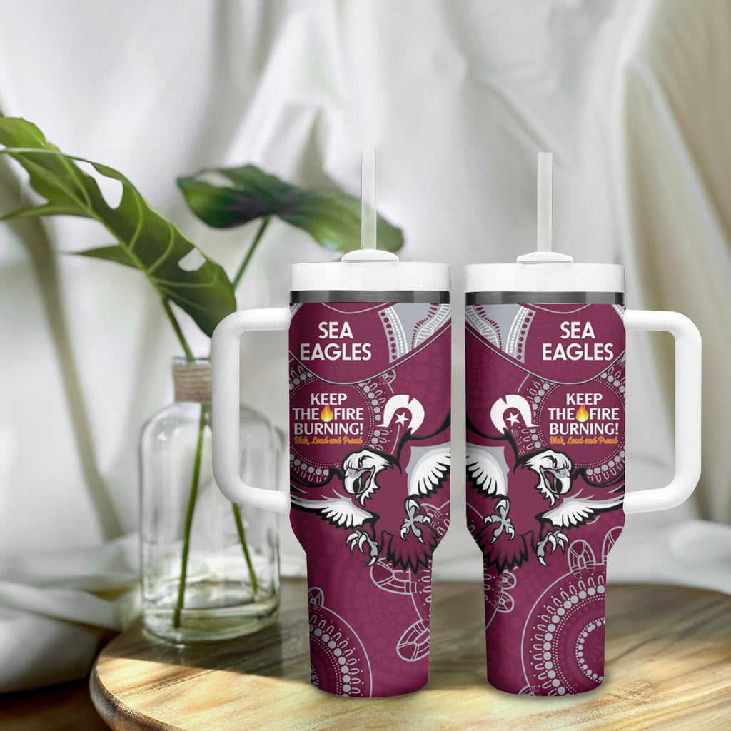 NRL Sea Eagles NAIDOC Week Tumbler With Handle Keep The Fire Burning Indigenous Art