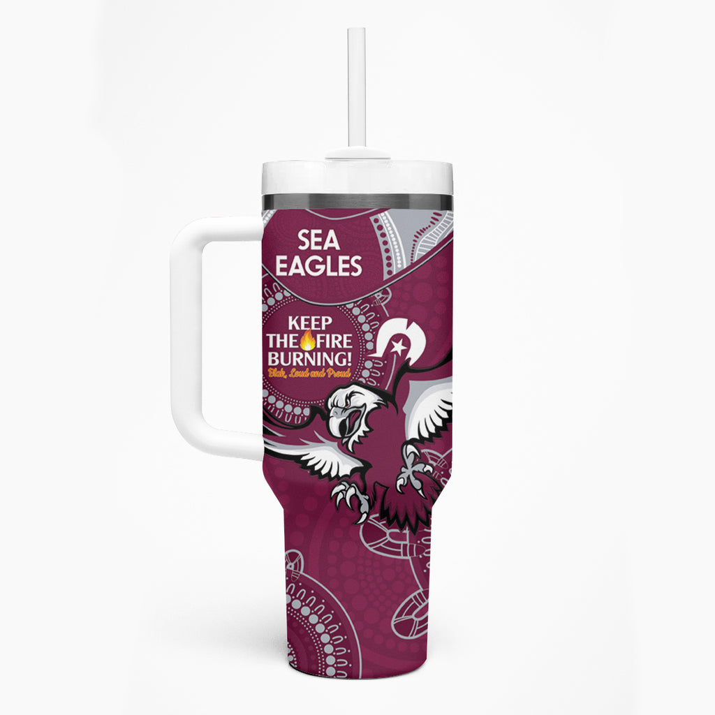 NRL Sea Eagles NAIDOC Week Tumbler With Handle Keep The Fire Burning Indigenous Art