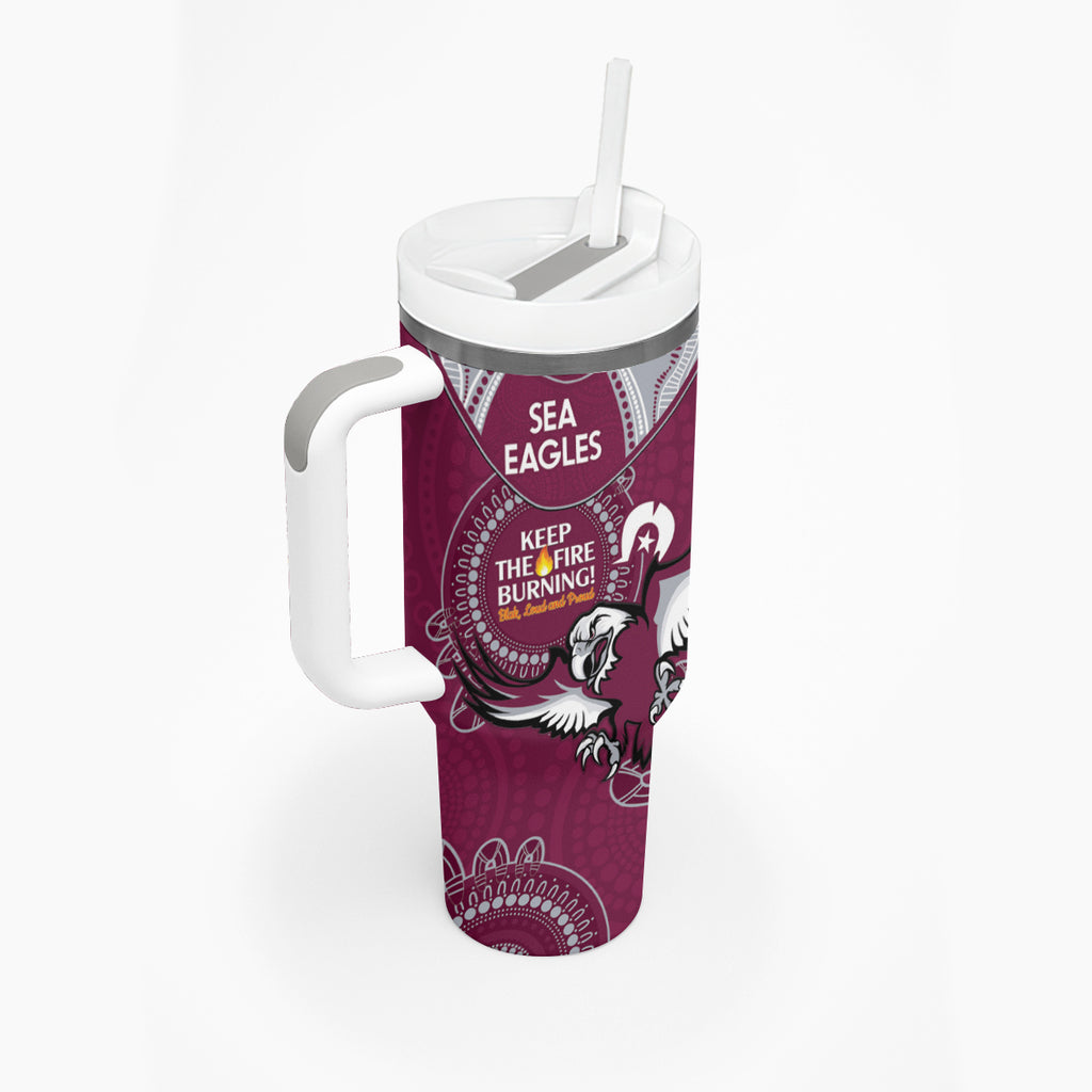 NRL Sea Eagles NAIDOC Week Tumbler With Handle Keep The Fire Burning Indigenous Art