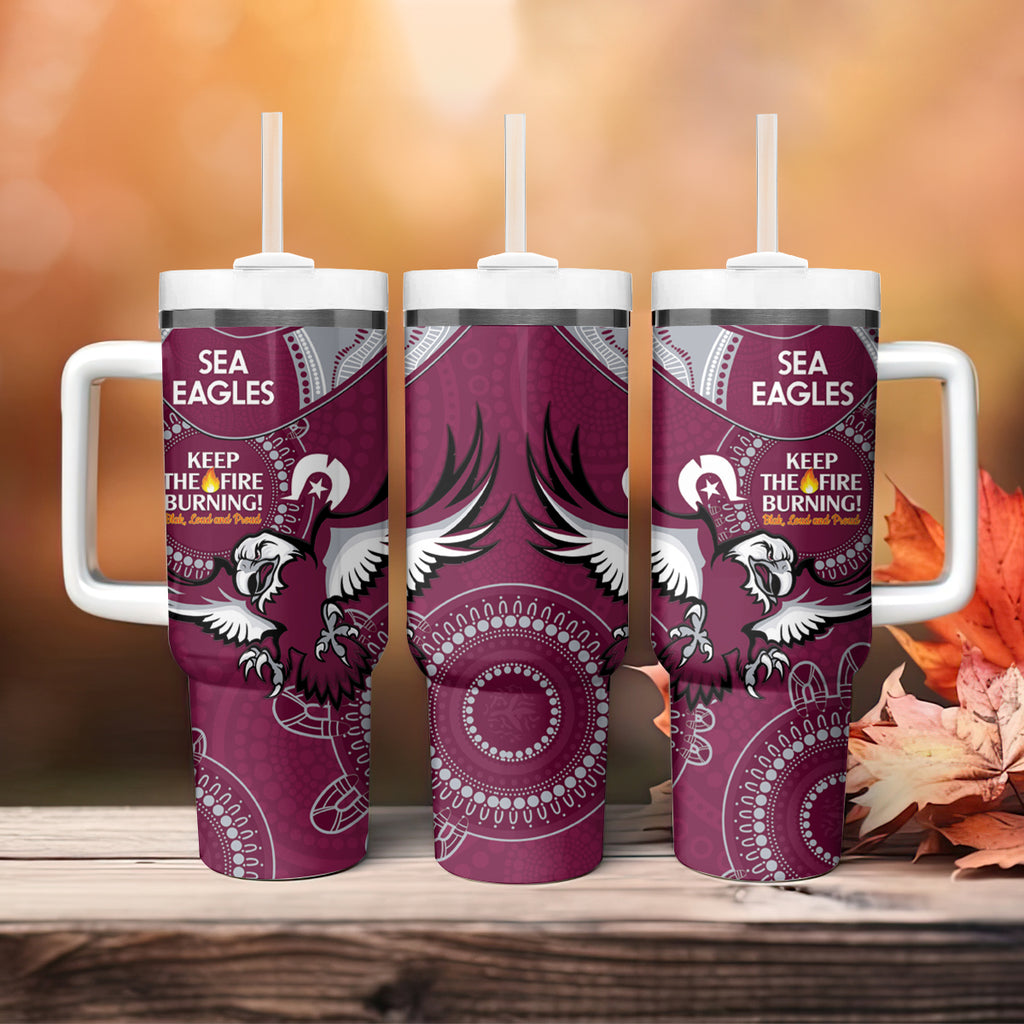 NRL Sea Eagles NAIDOC Week Tumbler With Handle Keep The Fire Burning Indigenous Art