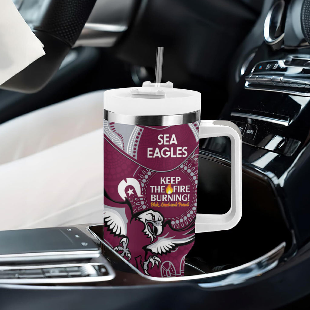 NRL Sea Eagles NAIDOC Week Tumbler With Handle Keep The Fire Burning Indigenous Art