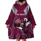 Custom NRL Sea Eagles NAIDOC Week Wearable Blanket Hoodie Keep The Fire Burning Indigenous Art