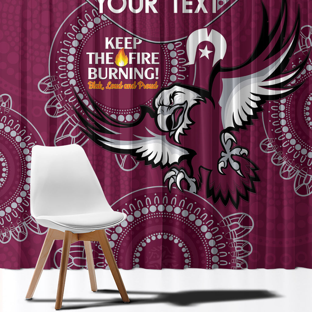 Custom NRL Sea Eagles NAIDOC Week Window Curtain Keep The Fire Burning Indigenous Art