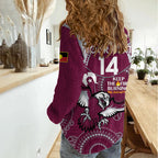 Custom NRL Sea Eagles NAIDOC Week Women Casual Shirt Keep The Fire Burning Indigenous Art