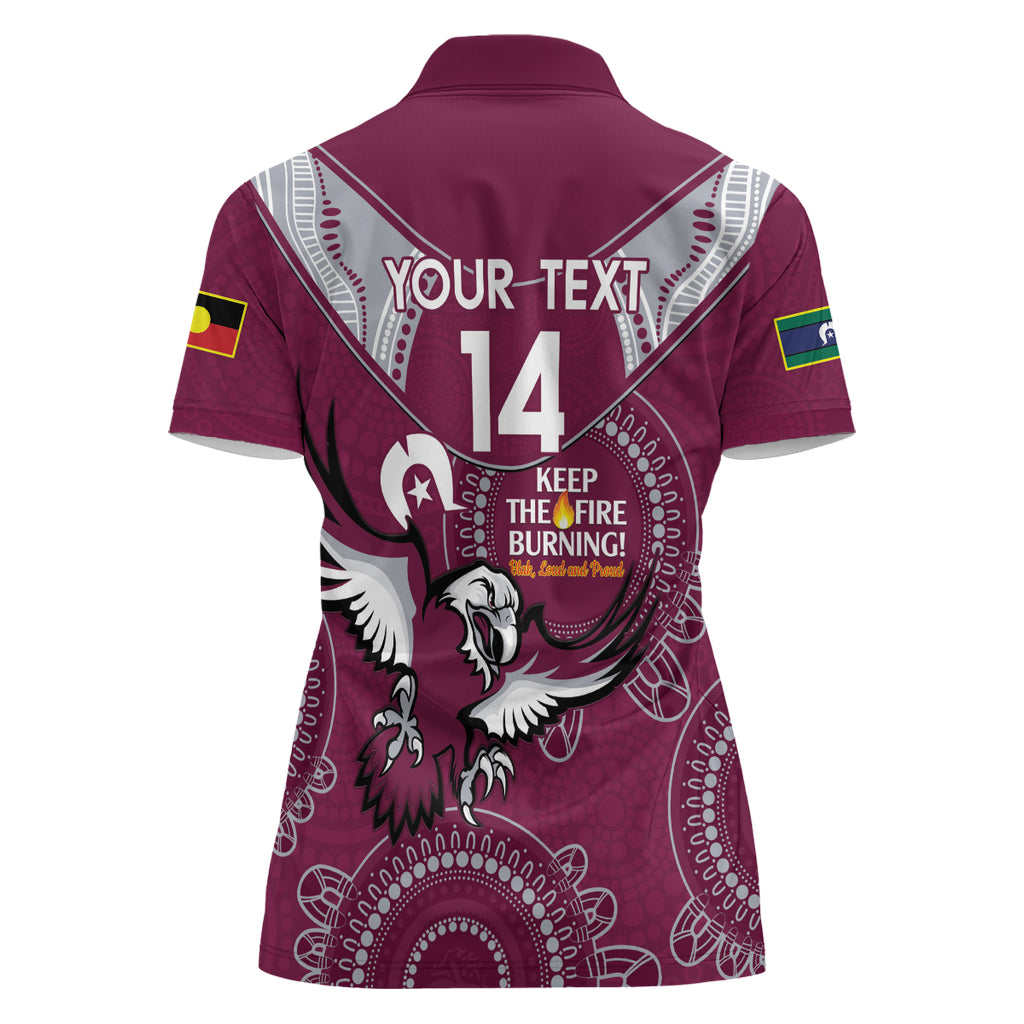 Custom NRL Sea Eagles NAIDOC Week Women Polo Shirt Keep The Fire Burning Indigenous Art