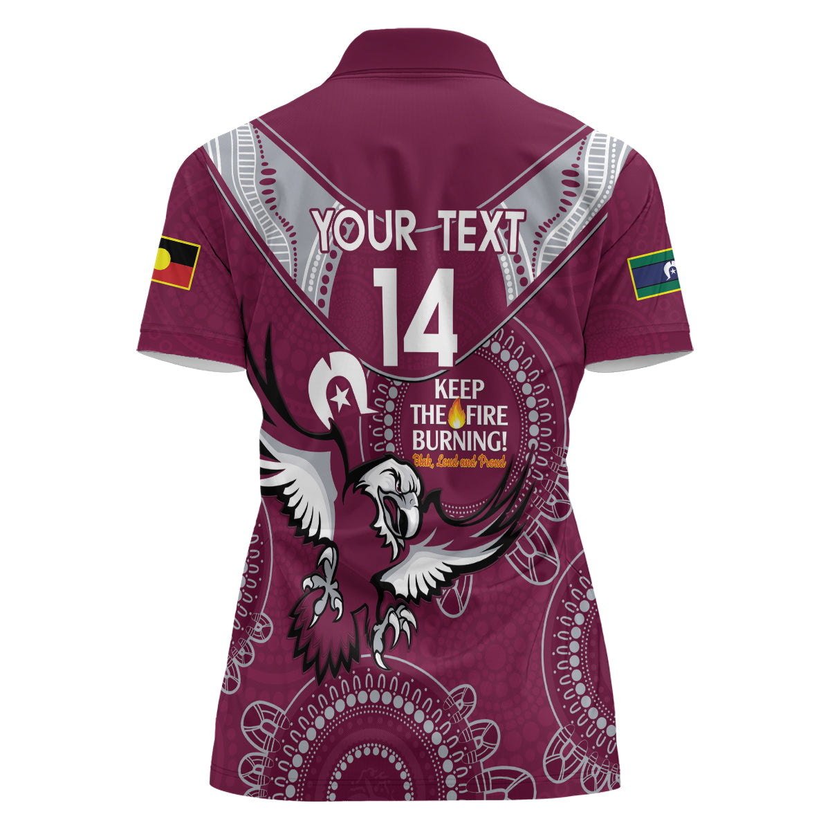 Custom NRL Sea Eagles NAIDOC Week Women Polo Shirt Keep The Fire Burning Indigenous Art