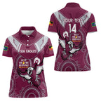 Custom NRL Sea Eagles NAIDOC Week Women Polo Shirt Keep The Fire Burning Indigenous Art