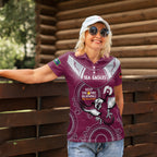 Custom NRL Sea Eagles NAIDOC Week Women Polo Shirt Keep The Fire Burning Indigenous Art