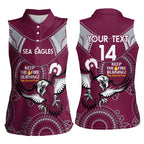 Custom NRL Sea Eagles NAIDOC Week Women Sleeveless Polo Shirt Keep The Fire Burning Indigenous Art