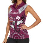Custom NRL Sea Eagles NAIDOC Week Women Sleeveless Polo Shirt Keep The Fire Burning Indigenous Art