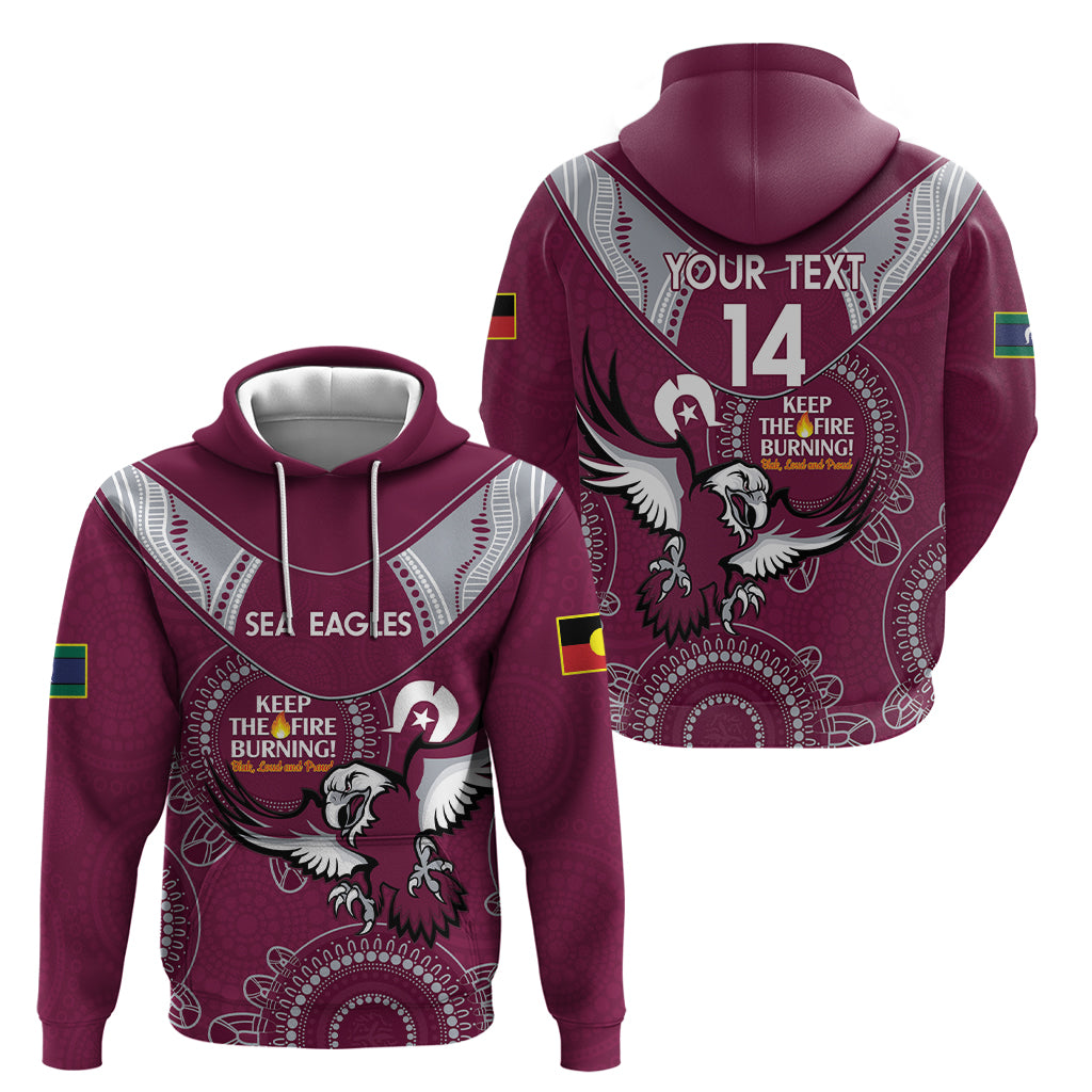 Custom NRL Sea Eagles NAIDOC Week Zip Hoodie Keep The Fire Burning Indigenous Art