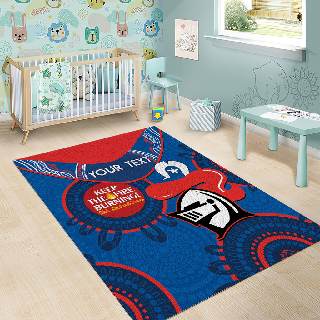 Custom NRL Knights NAIDOC Week Area Rug Keep The Fire Burning Indigenous Art