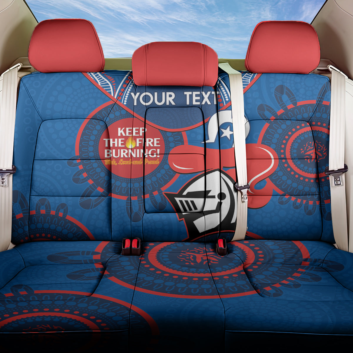Custom NRL Knights NAIDOC Week Back Car Seat Cover Keep The Fire Burning Indigenous Art