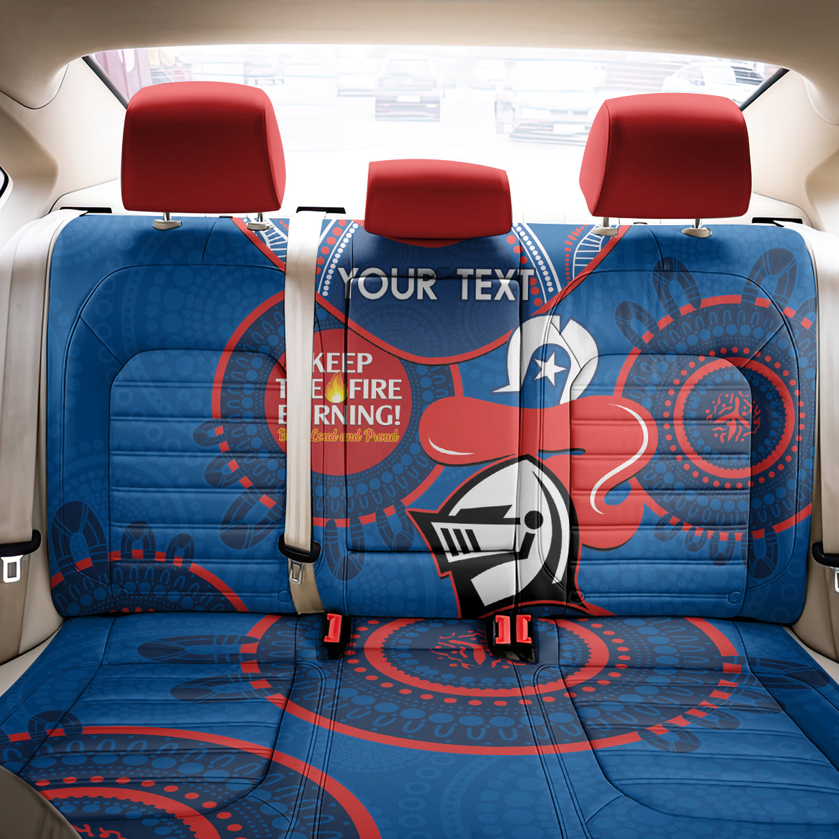 Custom NRL Knights NAIDOC Week Back Car Seat Cover Keep The Fire Burning Indigenous Art