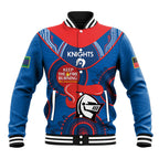 Custom NRL Knights NAIDOC Week Baseball Jacket Keep The Fire Burning Indigenous Art