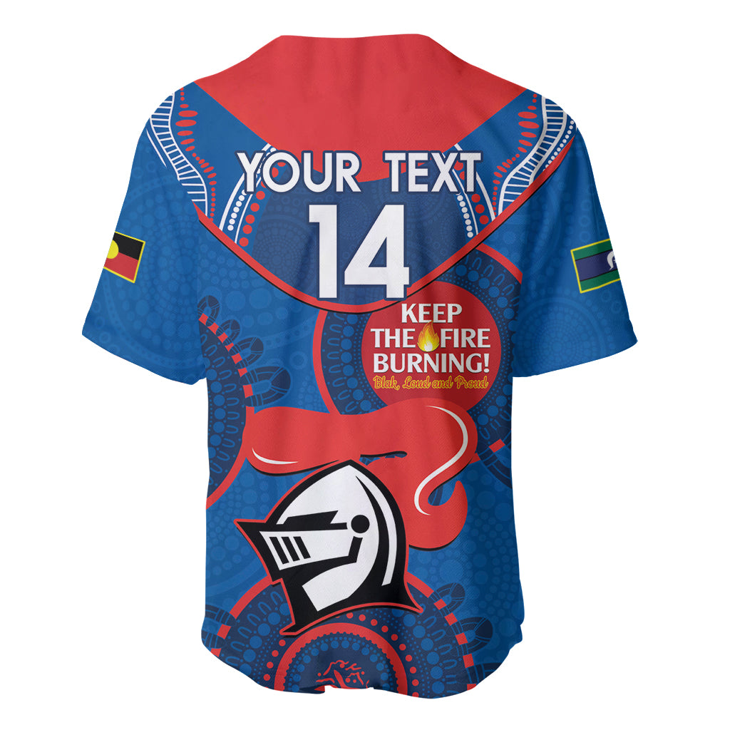 Custom NRL Knights NAIDOC Week Baseball Jersey Keep The Fire Burning Indigenous Art