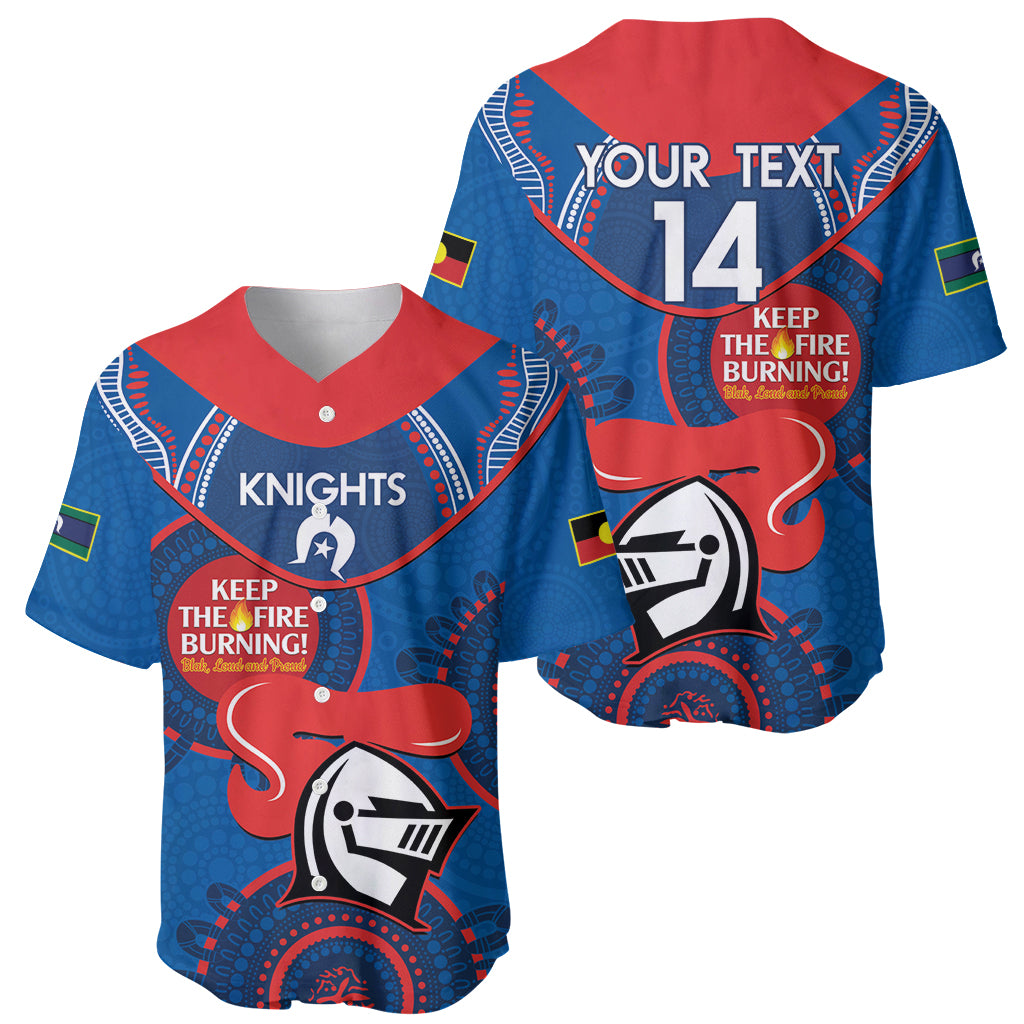 Custom NRL Knights NAIDOC Week Baseball Jersey Keep The Fire Burning Indigenous Art