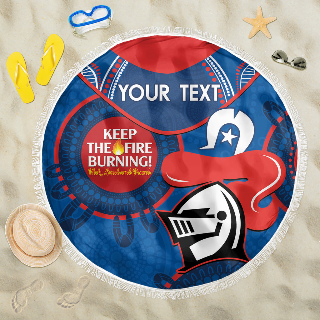 Custom NRL Knights NAIDOC Week Beach Blanket Keep The Fire Burning Indigenous Art