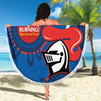 Custom NRL Knights NAIDOC Week Beach Blanket Keep The Fire Burning Indigenous Art