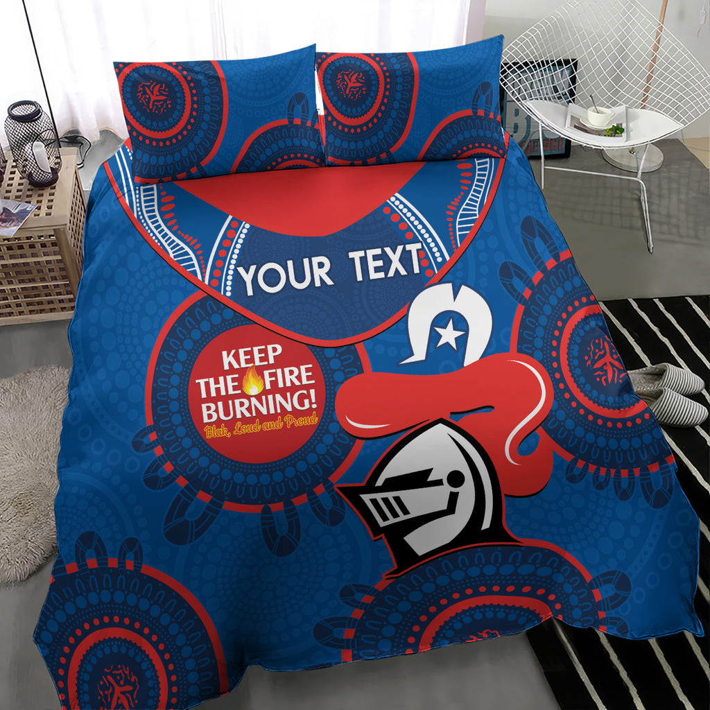 Custom NRL Knights NAIDOC Week Bedding Set Keep The Fire Burning Indigenous Art