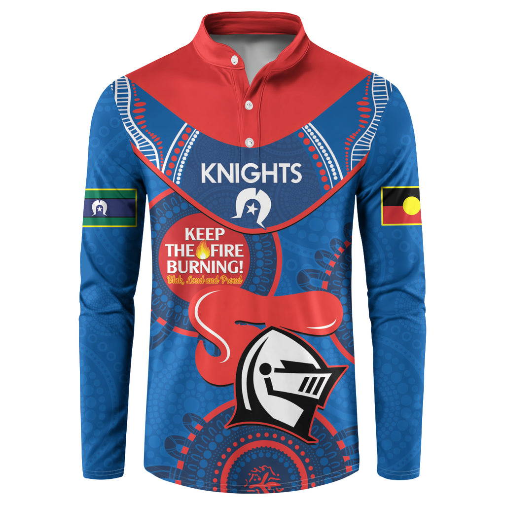 Custom NRL Knights NAIDOC Week Button Sweatshirt Keep The Fire Burning Indigenous Art