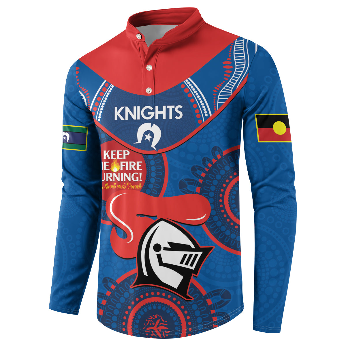 Custom NRL Knights NAIDOC Week Button Sweatshirt Keep The Fire Burning Indigenous Art