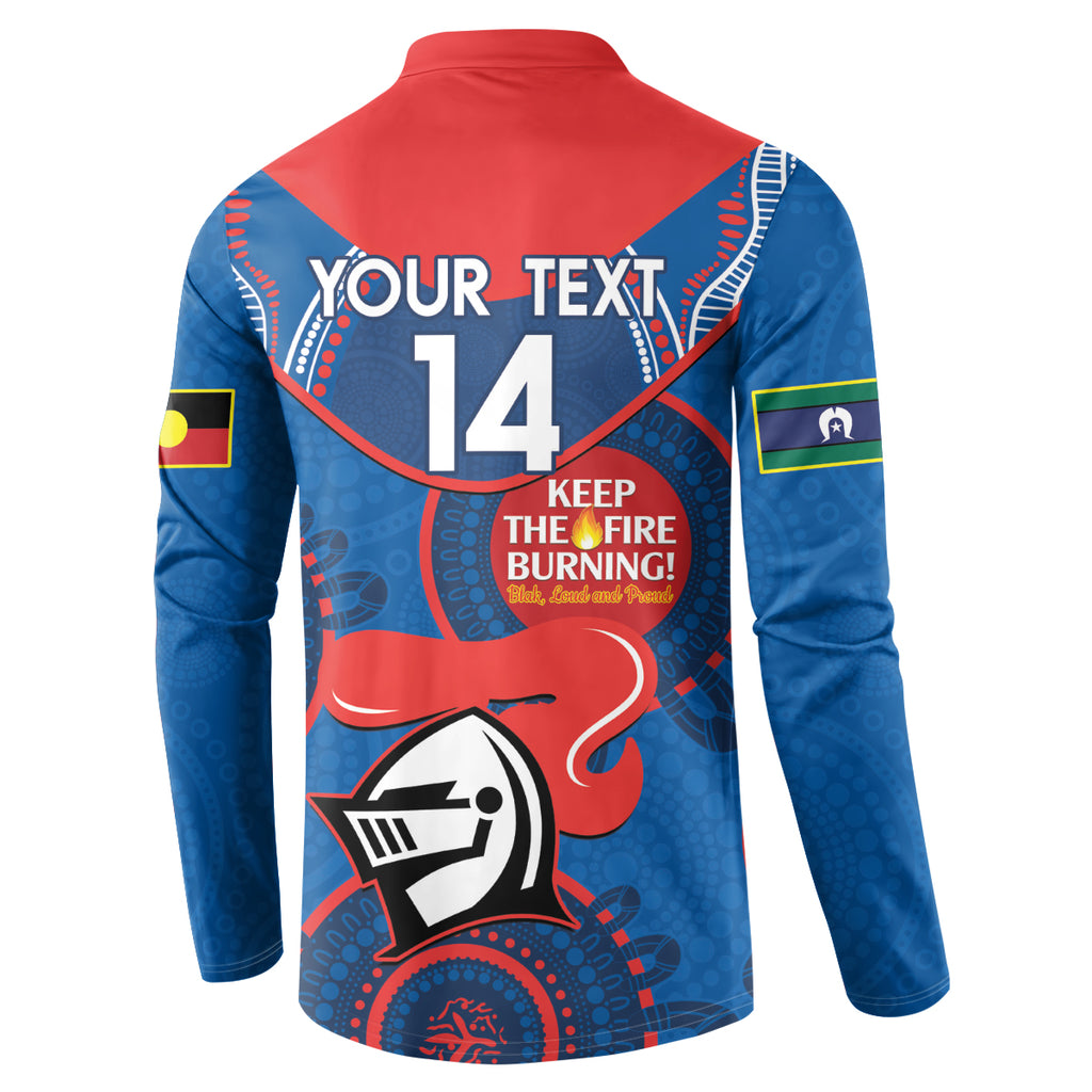 Custom NRL Knights NAIDOC Week Button Sweatshirt Keep The Fire Burning Indigenous Art