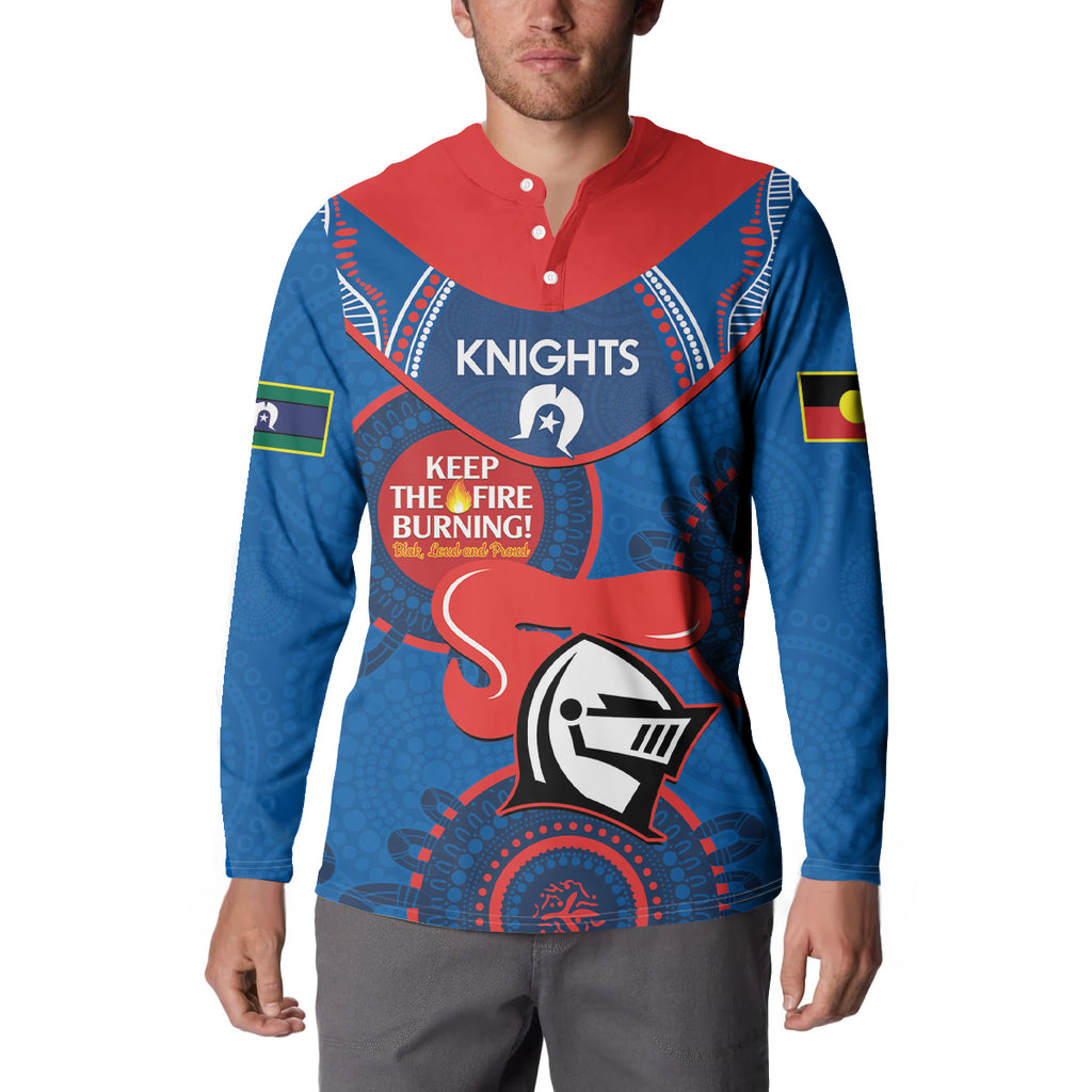 Custom NRL Knights NAIDOC Week Button Sweatshirt Keep The Fire Burning Indigenous Art