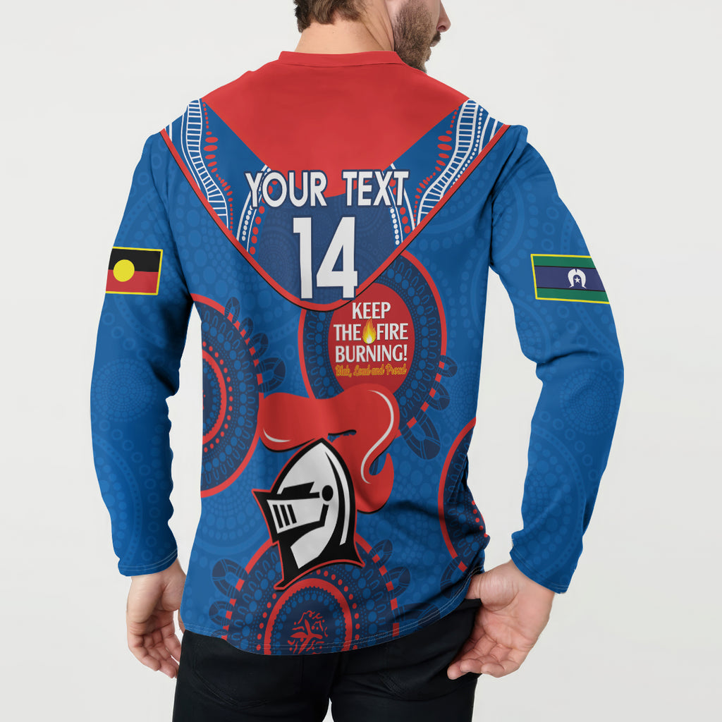 Custom NRL Knights NAIDOC Week Button Sweatshirt Keep The Fire Burning Indigenous Art