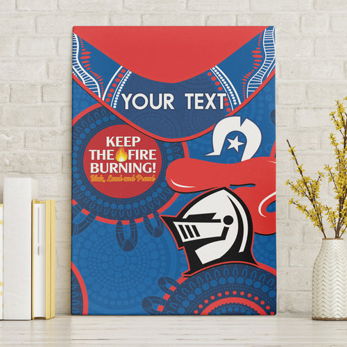 Custom NRL Knights NAIDOC Week Canvas Wall Art Keep The Fire Burning Indigenous Art