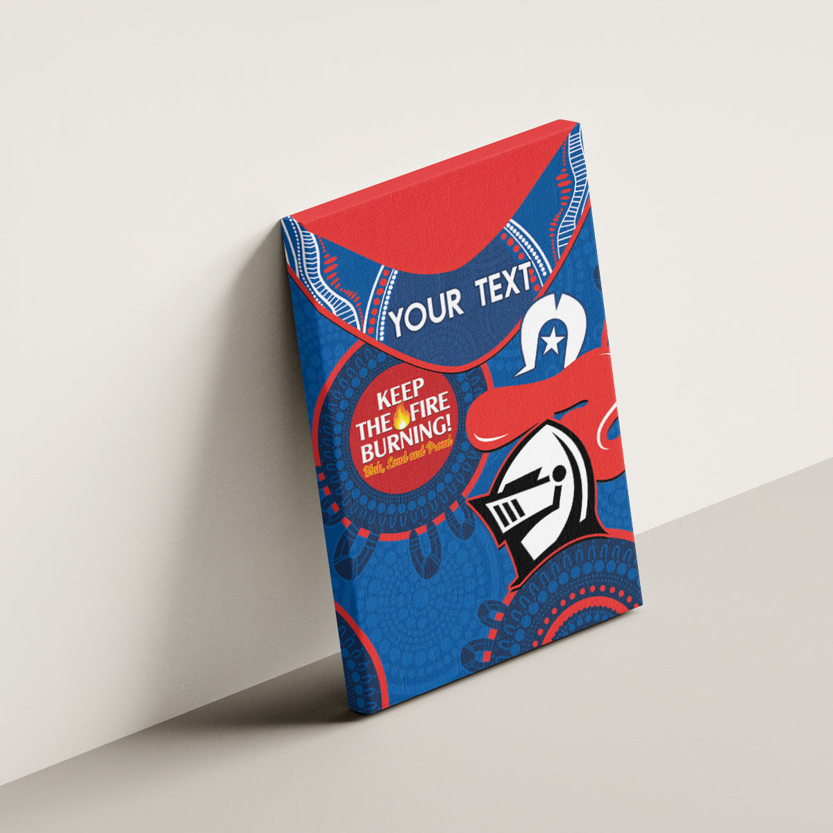 Custom NRL Knights NAIDOC Week Canvas Wall Art Keep The Fire Burning Indigenous Art