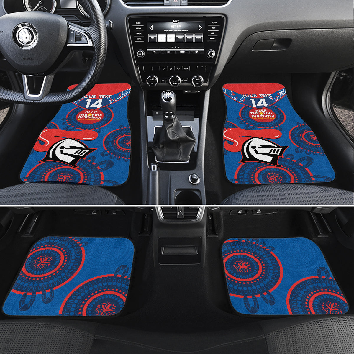 Custom NRL Knights NAIDOC Week Car Mats Keep The Fire Burning Indigenous Art