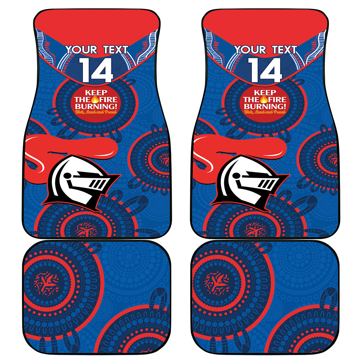 Custom NRL Knights NAIDOC Week Car Mats Keep The Fire Burning Indigenous Art