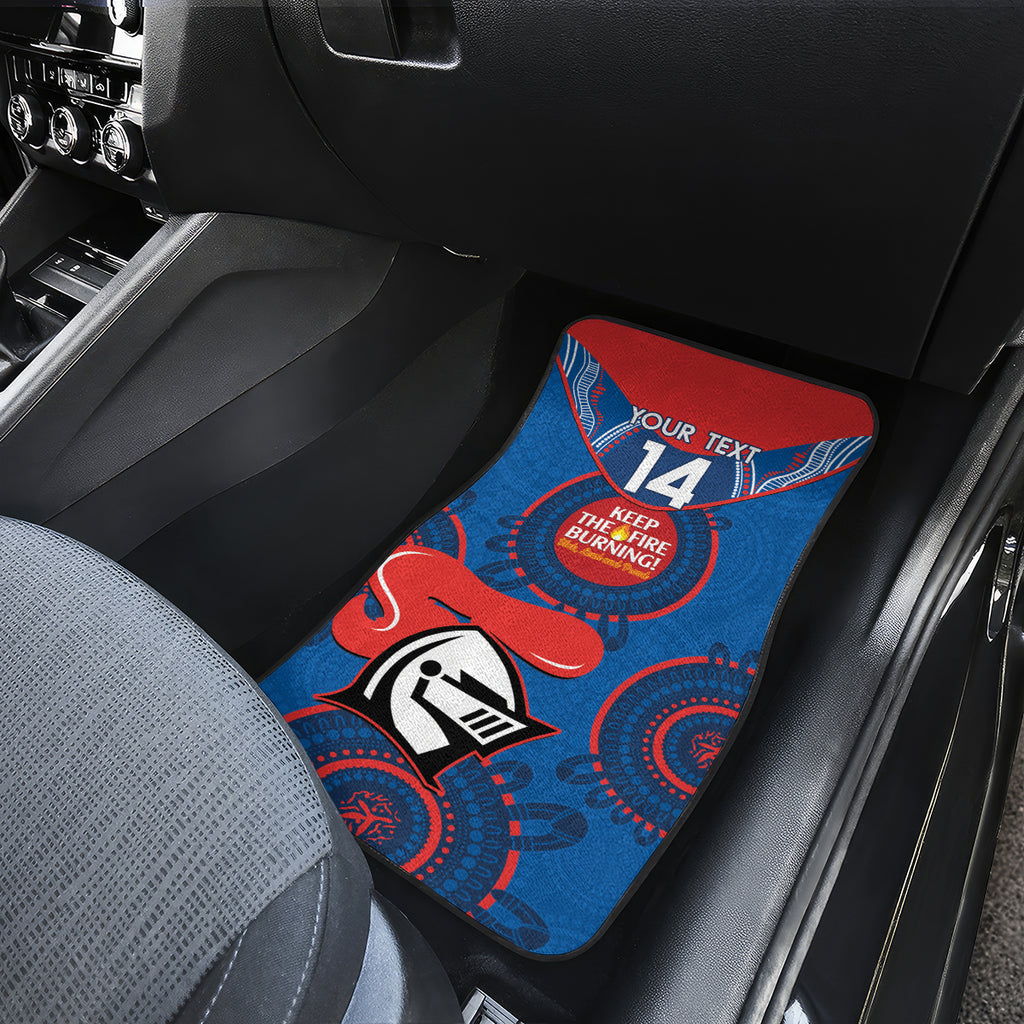 Custom NRL Knights NAIDOC Week Car Mats Keep The Fire Burning Indigenous Art