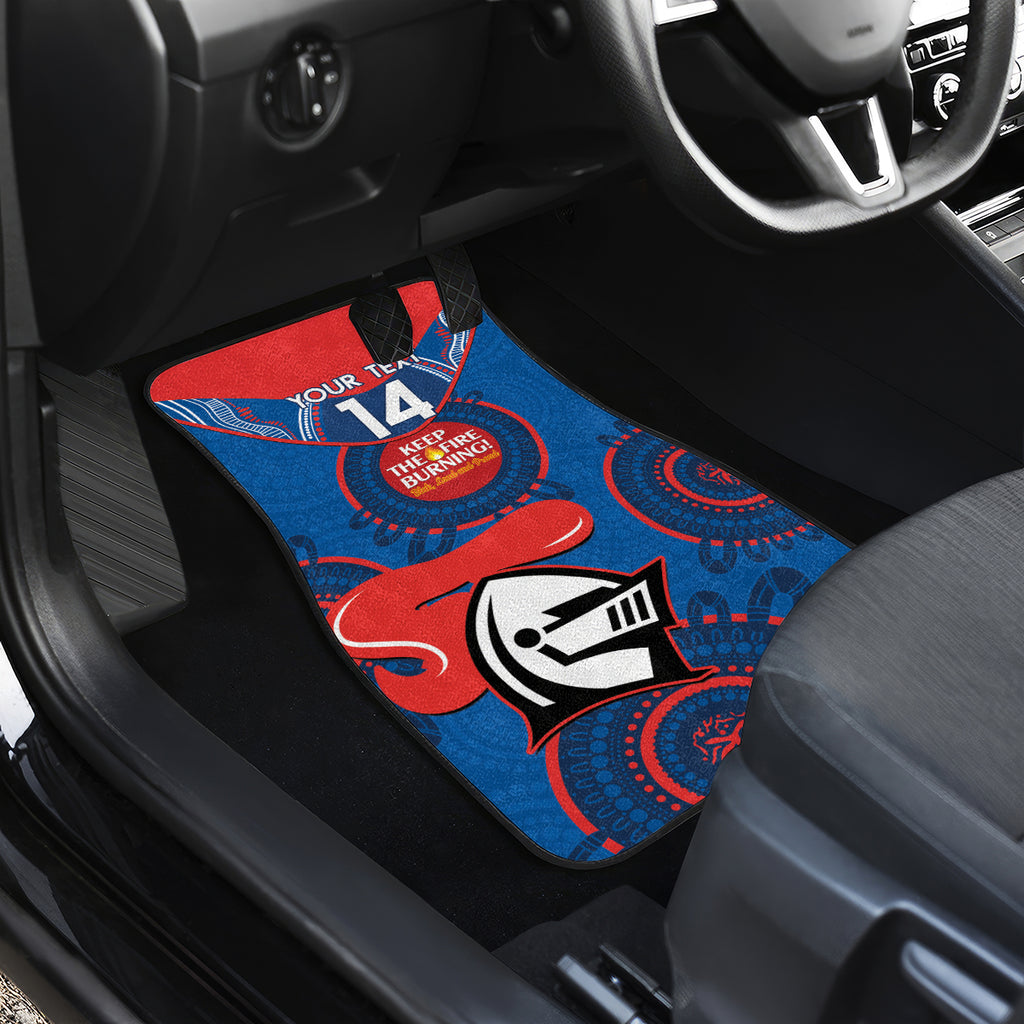 Custom NRL Knights NAIDOC Week Car Mats Keep The Fire Burning Indigenous Art