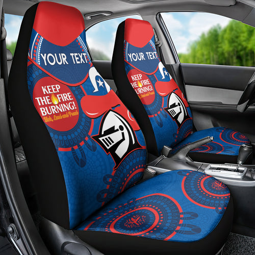 Custom NRL Knights NAIDOC Week Car Seat Cover Keep The Fire Burning Indigenous Art