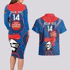 Custom NRL Knights NAIDOC Week Couples Matching Long Sleeve Bodycon Dress and Hawaiian Shirt Keep The Fire Burning Indigenous Art