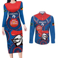 Custom NRL Knights NAIDOC Week Couples Matching Long Sleeve Bodycon Dress and Long Sleeve Button Shirt Keep The Fire Burning Indigenous Art