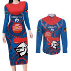 Custom NRL Knights NAIDOC Week Couples Matching Long Sleeve Bodycon Dress and Long Sleeve Button Shirt Keep The Fire Burning Indigenous Art