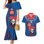 Custom NRL Knights NAIDOC Week Couples Matching Mermaid Dress and Hawaiian Shirt Keep The Fire Burning Indigenous Art