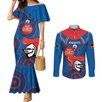 Custom NRL Knights NAIDOC Week Couples Matching Mermaid Dress and Long Sleeve Button Shirt Keep The Fire Burning Indigenous Art