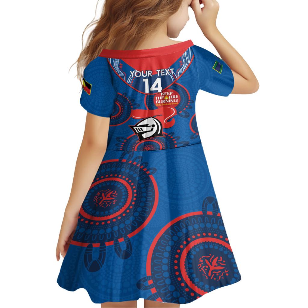 Custom NRL Knights NAIDOC Week Family Matching Long Sleeve Bodycon Dress and Hawaiian Shirt Keep The Fire Burning Indigenous Art